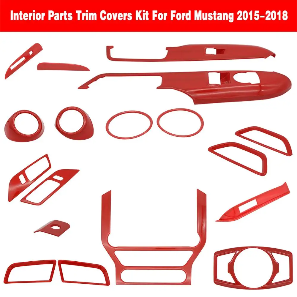 Interruptor de piezas interiores + Panel GPS + anillo de ventilación + motor + cubierta de botón de ajuste de asiento para Ford Mustang 2015 2016, 2017, 2018, Interruptor de piezas interiores + Panel GPS + anillo de ventilación + motor + cubierta de botón de ajuste de asiento para Ford Mustang 2015 2016, 2017, 2018,