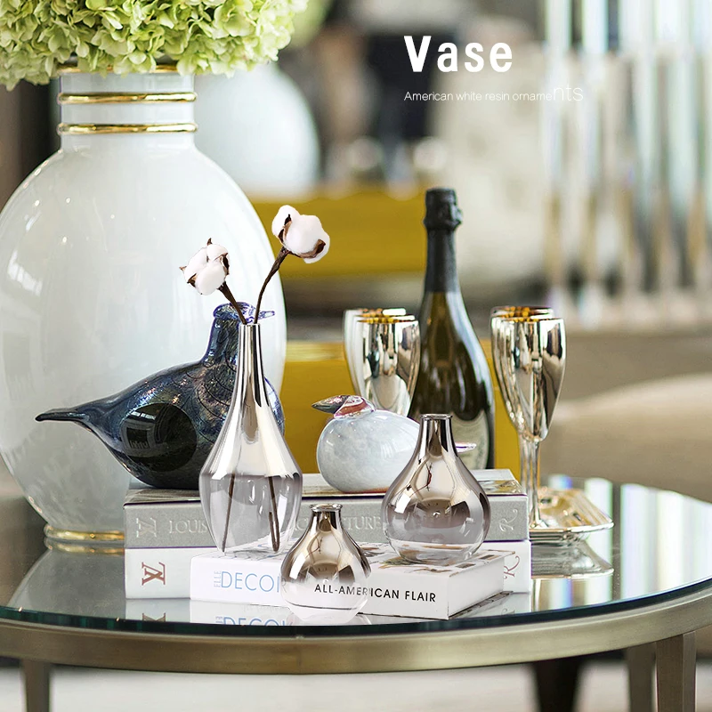 Современная стеклянная ваза из серебристого стекла Террариум маленькие цветочные вазы сухие цветы для вазы гидропонный контейнер свадебное украшение дома