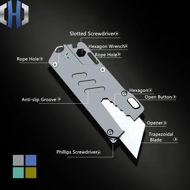 Original Titanium Alloy Utility Knife Paper Cutter Multi-tool With Small Tool EDC Portable Original Titanium Alloy Utility Knife Paper Cutter Multi-tool With Small Tool EDC Portable