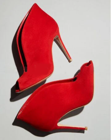 

best selling hot red stiletto high heels v cut slip on short boots open toe slim fit women loved ankle boots dropship