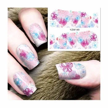 YZWLE 1 Sheet Water Transfer Nail Art Stickers Chic Flower Decals For Nail Tips Decoration DIY Fashion Nail Art Accessories 149