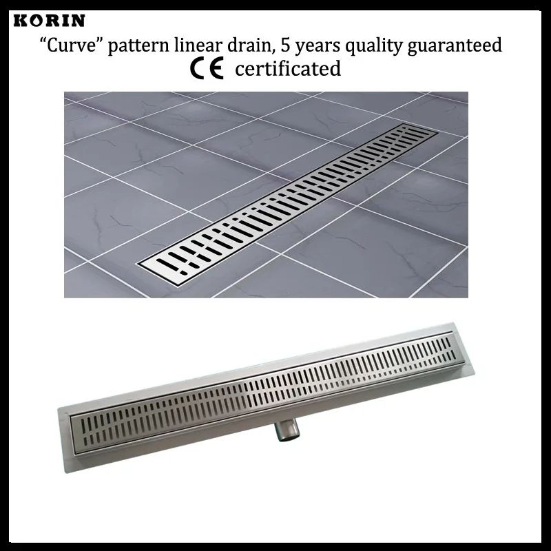

900mm "Curve" Stainless 304 Linear Shower Drain, Horizontal Drain, Floor Waste, Deodorant floor drain, Linear Shower Channel