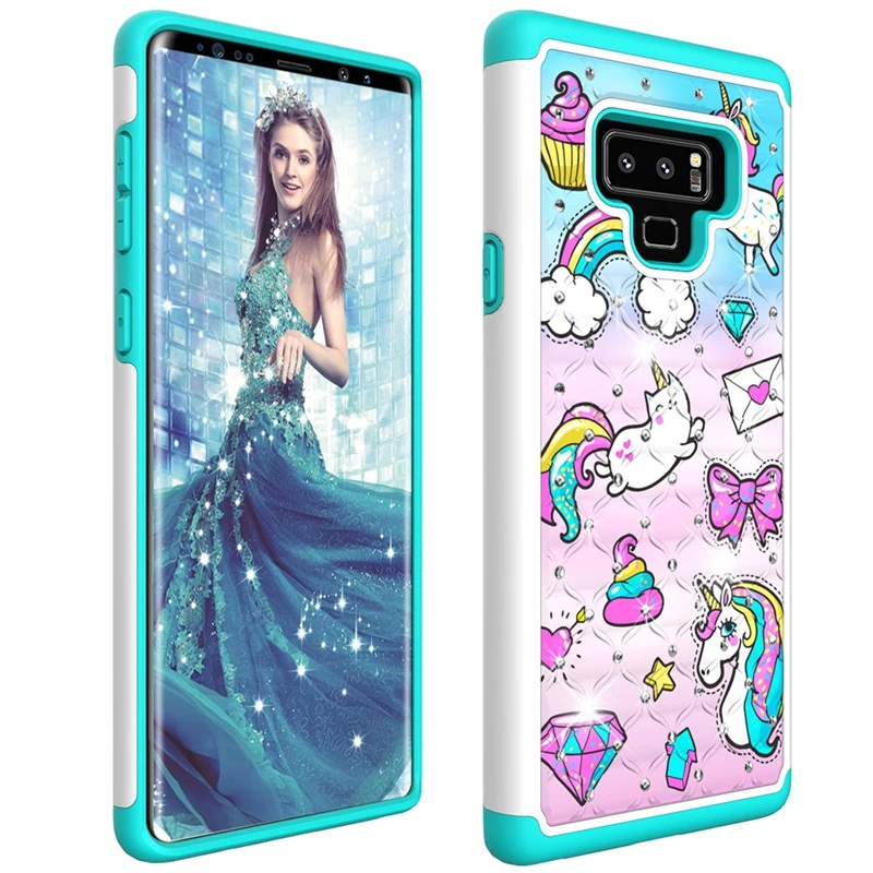 Чехол для Galaxy S10 S10e примечание 9 S9 S8 (J3 J7) 2018 2 в 1 Diamond Жесткий ПК + ТПУ ударопрочный