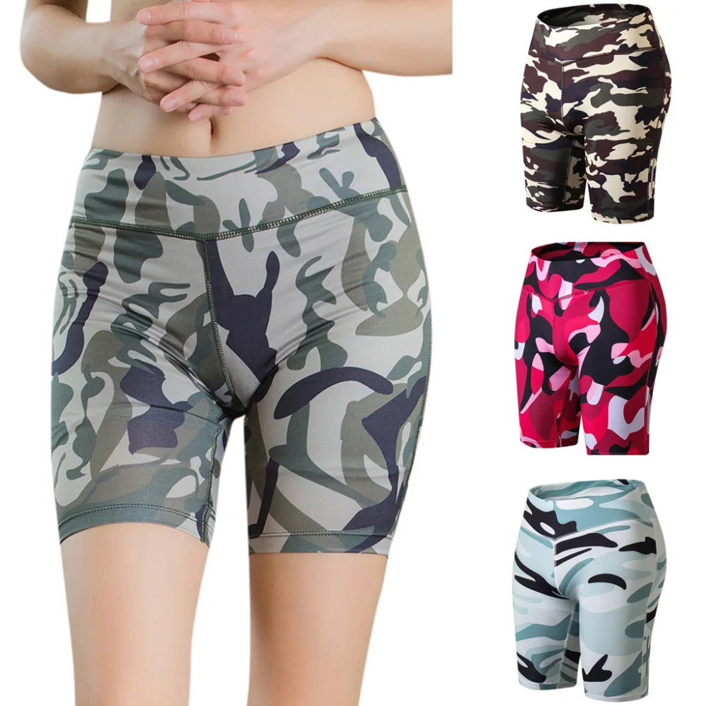 2019 women's camouflage luminous yoga shorts fitness yoga shorts gym fitness quick-drying ladies high waist yoga shorts 40J1 (1)