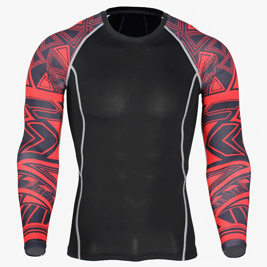 

Flower arm sports quick-drying clothes men's T-shirt running elastic training compression clothing