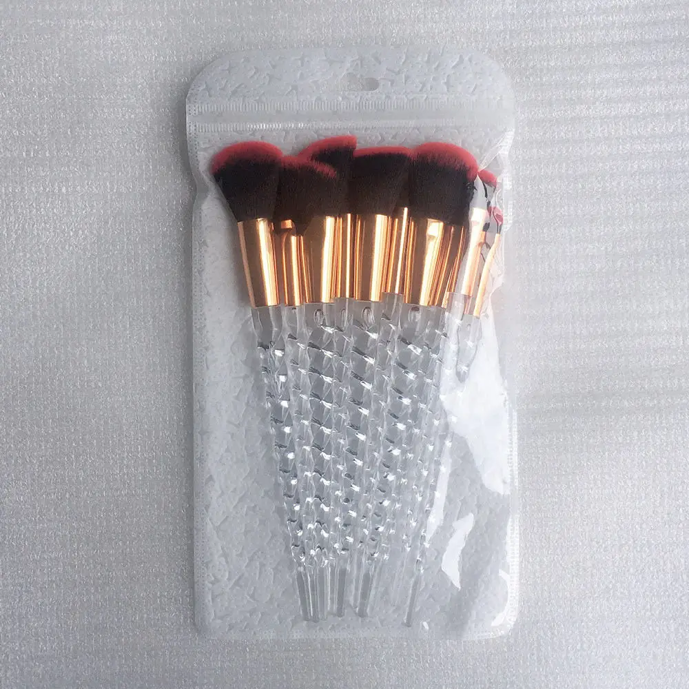 10pcs Black 10 шт. Единорог набор кистей для макияжа с украшением в виде кристаллов спиральная ручка пудра смешивания теней для бровей Макияж кисть, косметические инструменты - Handle Color: 10pcs Black