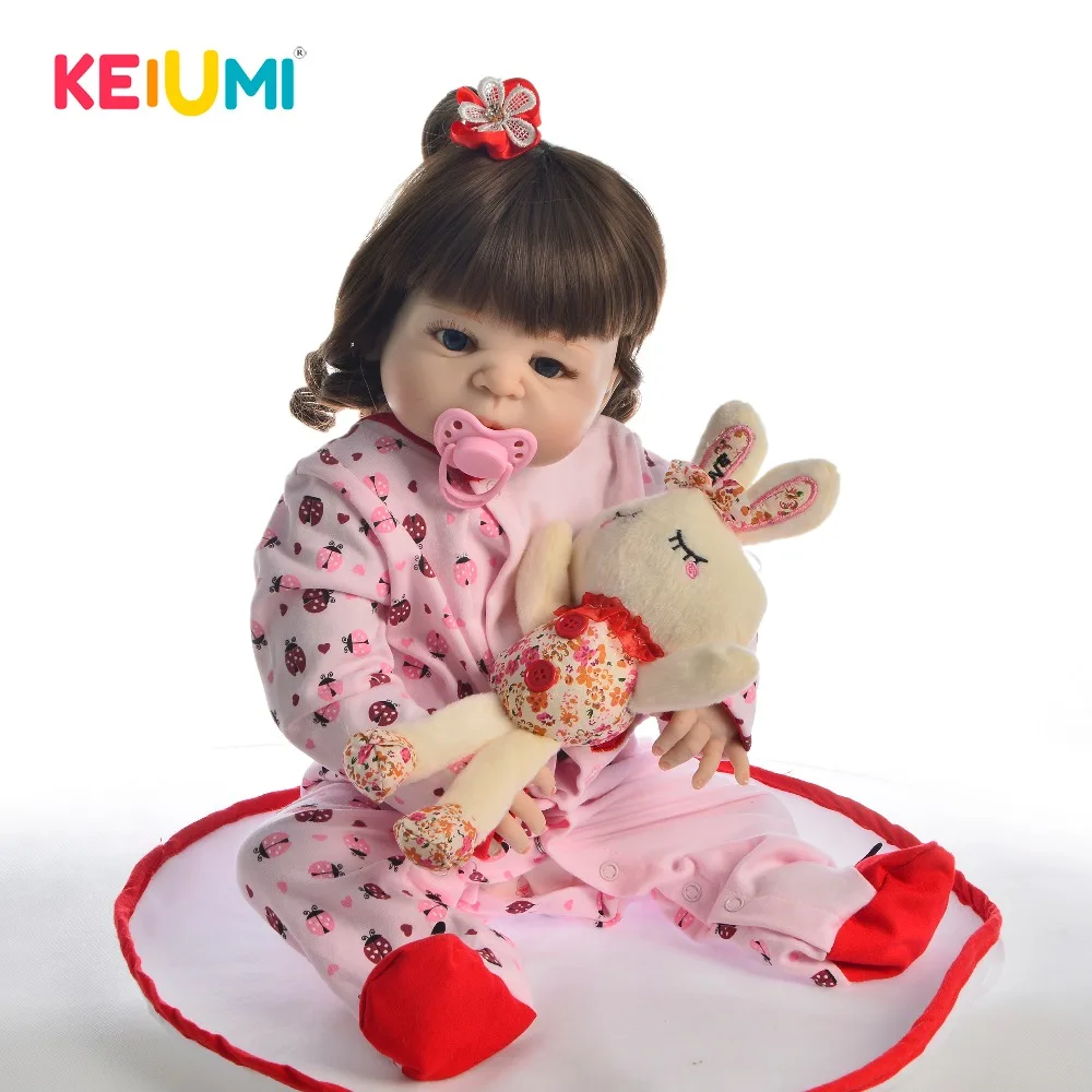 

KEIUMI New Style 23' 57 cm Lovely Reborn Baby Girl Full Silicone Body Dolls Lifelike Kid Playmate Baby Toys For Collection Gifts