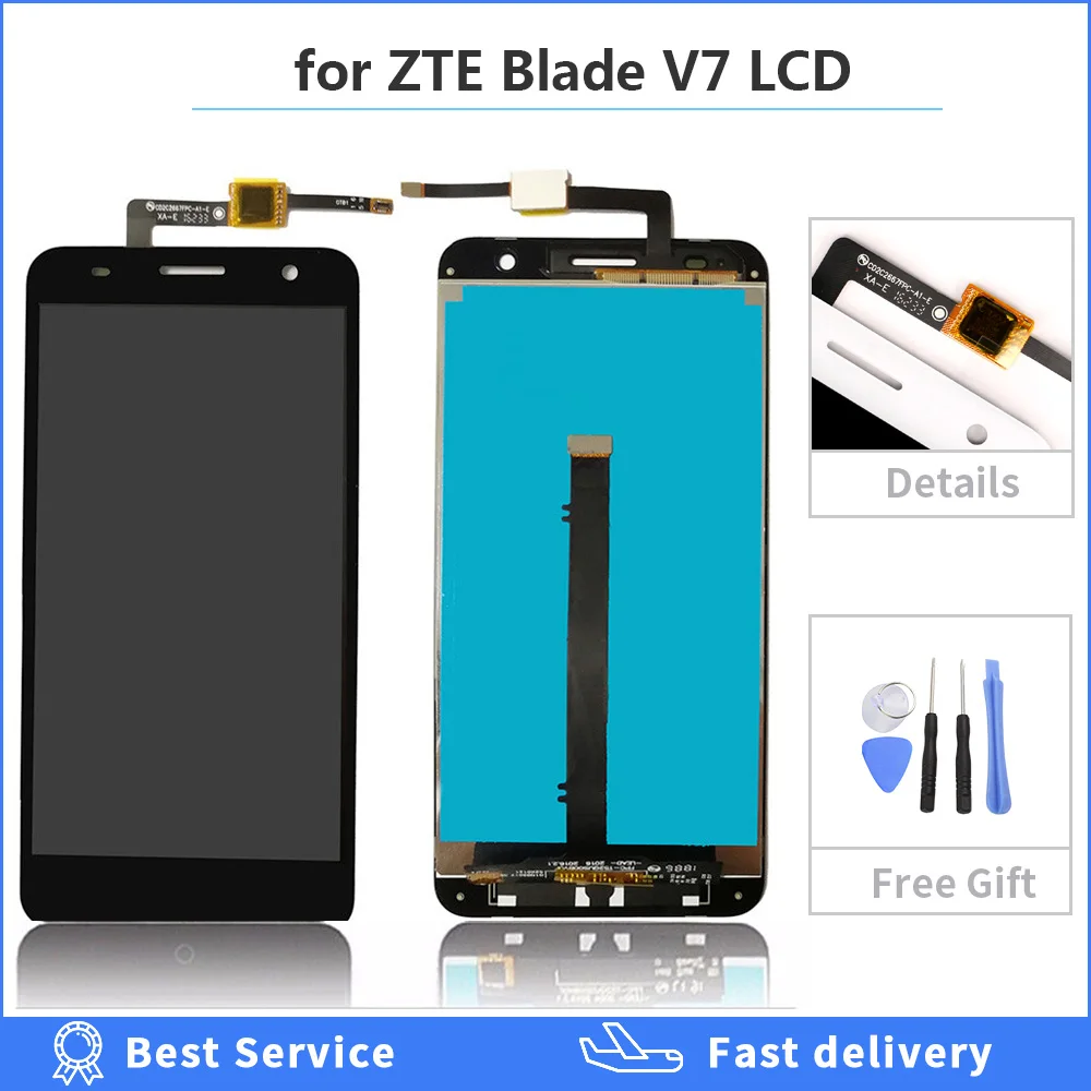 

00% Tested 5.2 inch Display For ZTE Blade V7 LCD Touch Screen For ZTE V7 LCD Digitizer assembly BV0701 Replacement Parts + tools