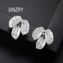 SINZRY, новинка, элегантные, в форме листа, прозрачные, белые, с кубическим цирконием, ослепительные серьги-гвоздики для женщин, свадебные серьги для вечеринок