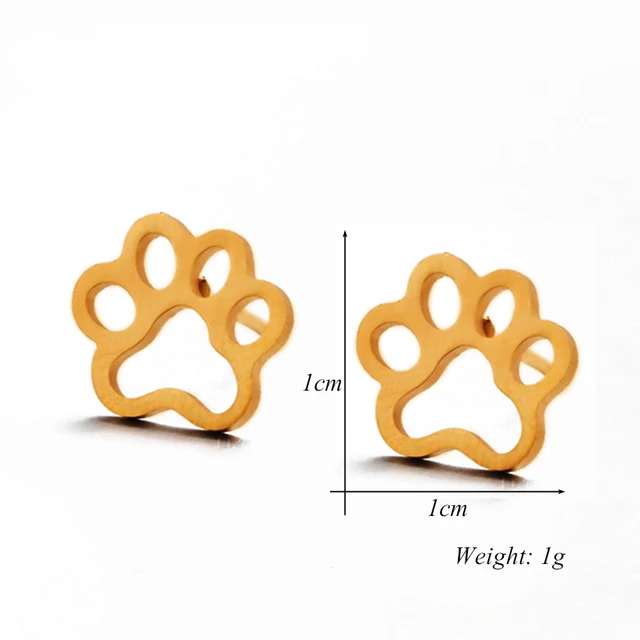 mini boucle d oreille en forme de pattes d'animaux, couleur dorée, en acier inoxydable, pour femmes et filles – Image 2