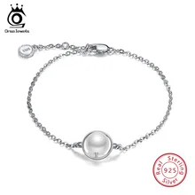 ORSA JEWELS, модные 925 пробы серебряные женские браслеты, имитация жемчуга, застежка-молния, браслет-цепочка, Женские Ювелирные изделия, SB21-Z