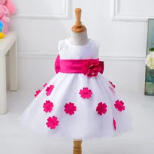 2017 Girl Flower Petals Dress Children Bridesmaid Toddler Elegant Dress Pageant Vestido Infantil Tulle Formal Party