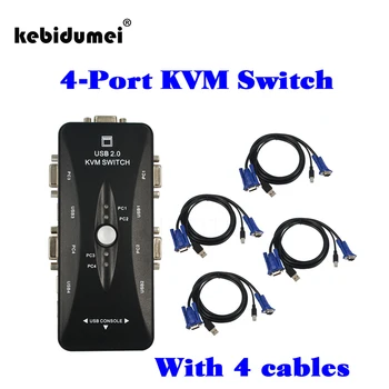 

1Set 4 Port USB 2.0 KVM VGA SVGA Switch Hub Box Adapter + 4pcs VGA Cable (1lot =5pcs =1pcs USB KVM Swith + 4pcs Cables)