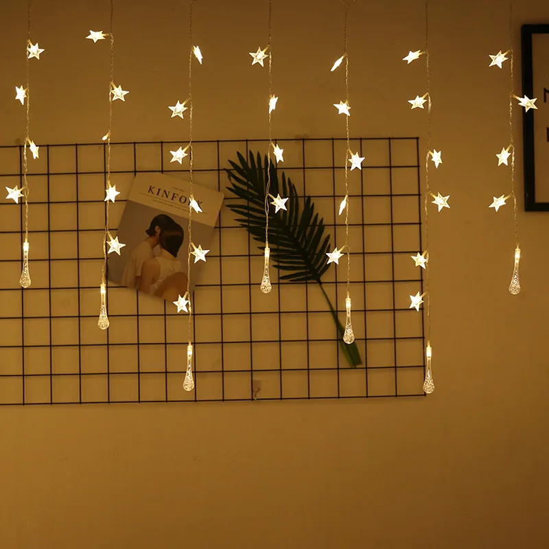 

LED Icicle Fairy String Light Christmas LED Garland Wedding Party Fairy Lights Outdoor Curtain Garden Patio Decor