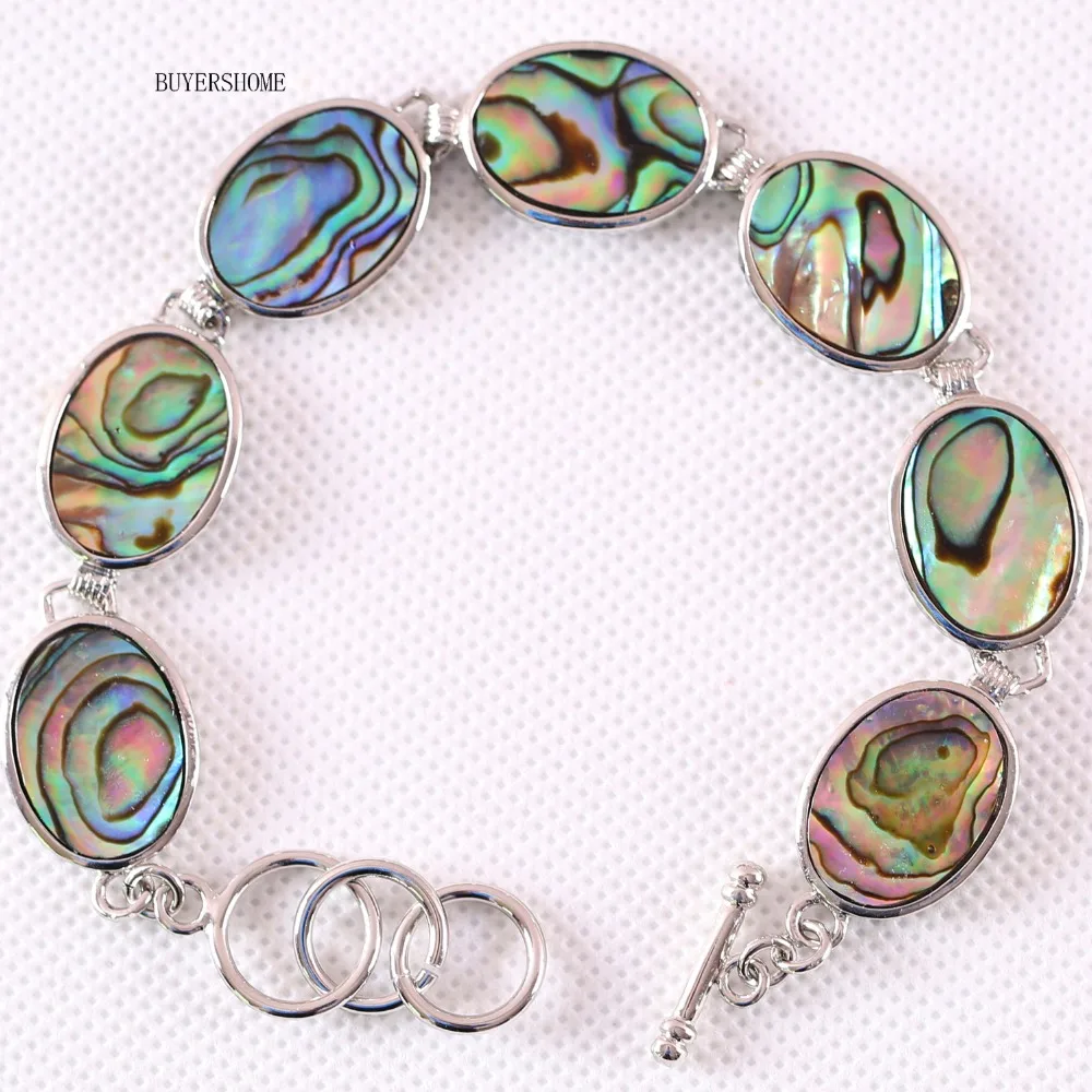 Женские ювелирные изделия, натуральный Овальный бисер, синий, Новая Зеландия, Абалон, браслет, 7-8,5 дюймов, 1 шт., H035