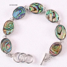 Женские ювелирные изделия, натуральный Овальный бисер, синий, Новая Зеландия, Абалон, браслет, 7-8,5 дюймов, 1 шт., H035