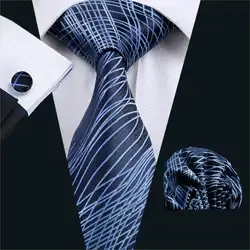 Fa-1086 мужские галстук синий Новинка 100% шелк жаккард галстук Ханки Запонки Набор Бизнес Свадебная вечеринка Галстуки для Для мужчин;