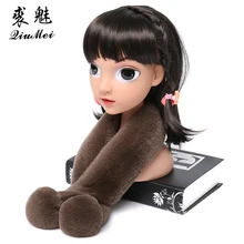 Новинка года; зимние детские шарфы; милый шарф для малышей; Детский шарф из натурального меха; Однотонный шарф с помпонами из кроличьего меха; модный детский шарф