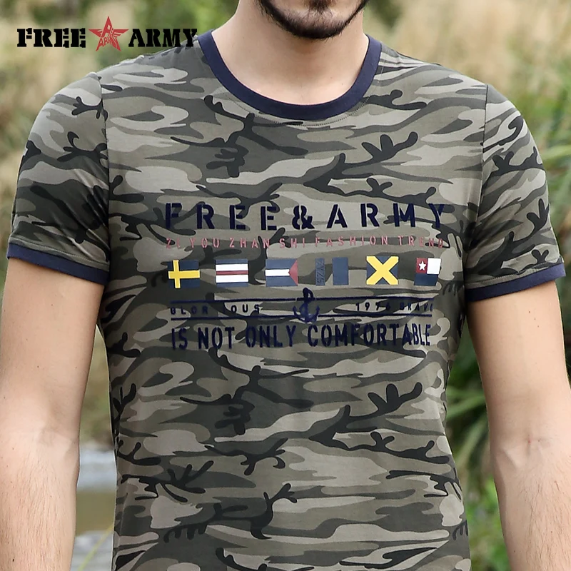 Camo Tops Tees Male Tshirt MS-6535B 