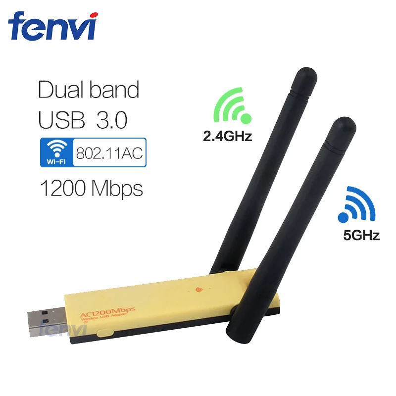 Dual Band 802 11ac 1200Mbps USB 3 0 Wifi Wireless AC Card Realtek RTL8812AU Dongle Antennas 1