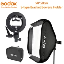 Godox 50x50 см софтбокс+ s-образный кронштейн Bowens держатель+ сумка комплект для вспышки камеры