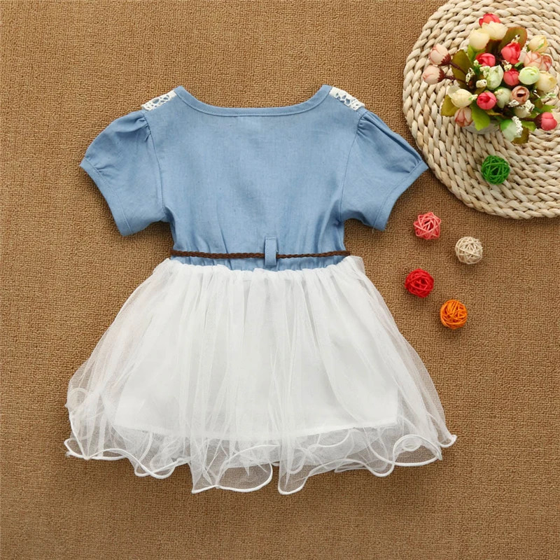  Baby Girls Summer Dress 2019 Toddler Baby Girls Denim Dress Lace Princess Tutu Dress Tuller Clothes Newborn Baby Clothe V8@ (13)