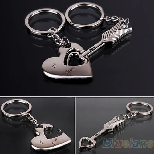 

Bluelans Couple Keychain Keyring Keyfob Valentine's Day 1 Pair Lover Gift Heart Key