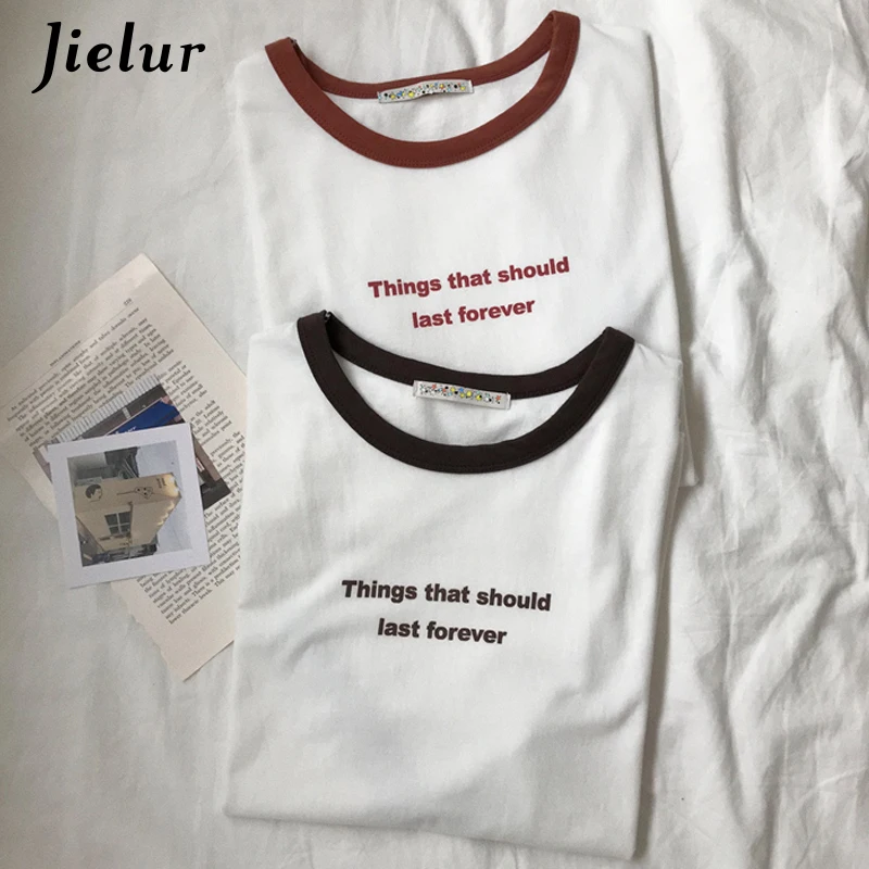 Женская футболка с буквенным принтом Jielur простая винтажная хипстерская уличная