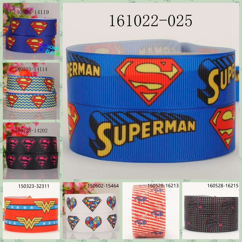 

10yards -different sizes - cartoon Superman ribbon printed Grosgrain ribbon