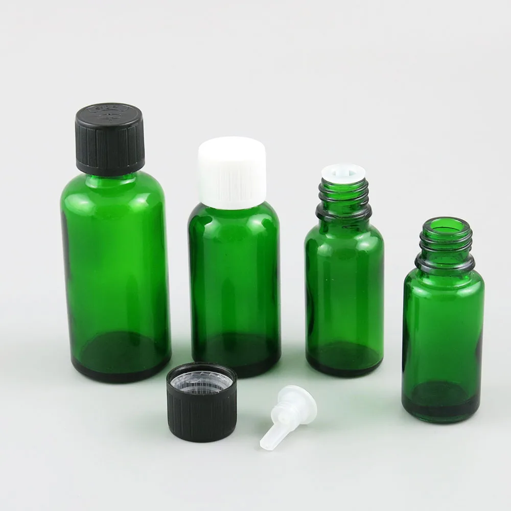 

5ml 10ml 15ml 20ml 30ml 50ml 100ml Refillable Empty Green glass essential oil bottle 1oz essential oil container 200pcs