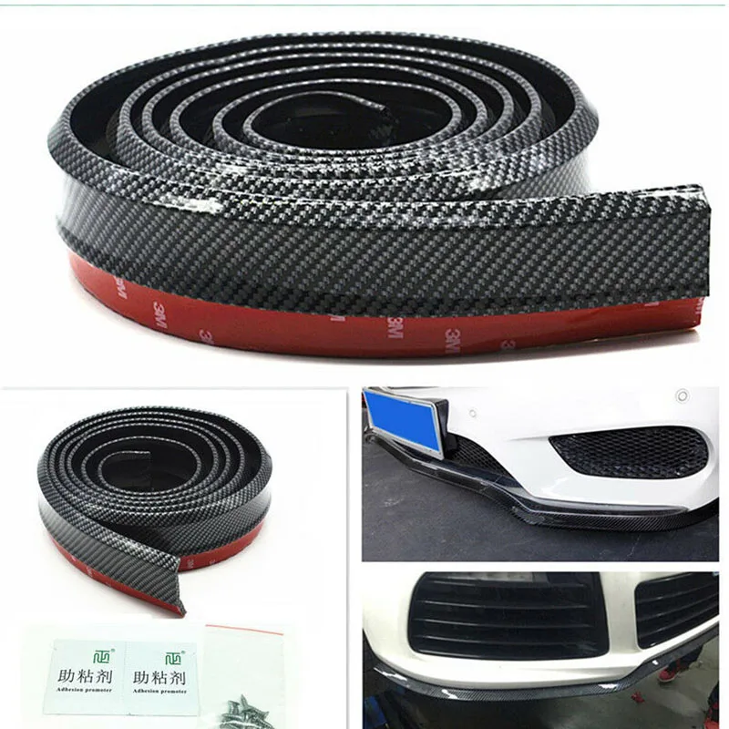 

2.5M Car Carbon Fiber Front Bumper Spoiler Lip Splitter Valance Chin Protector