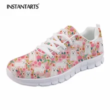 INSTANTARTS/Женская обувь на плоской подошве; милая Весенняя Повседневная дышащая в сеточку с цветочным рисунком; кроссовки; zapatos mujer; Студенческая обувь на плоской подошве