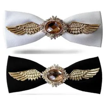 Драгоценный камень галстук-бабочка лучшие крылья галстуки-бабочки модные галстуки вечерние аксессуары регулируемый пояс хлопчатобумажная коробка подарок белый