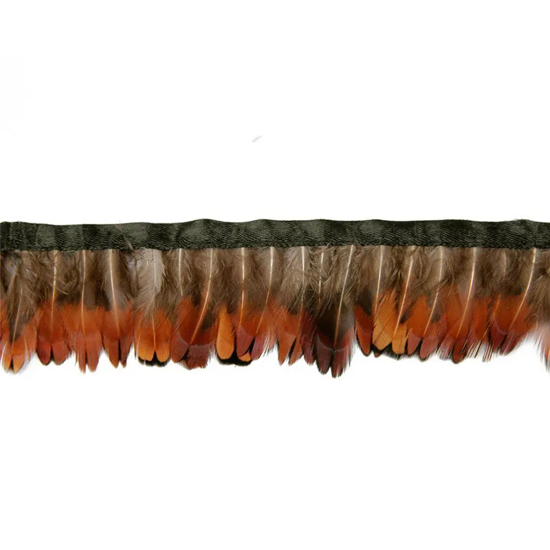 Натуральные перья фазана отделка бахромы Лента отделка с атласной лентой Швейные Чехлы для костюмов декоративные паровые 16 цветов - Цвет: 1