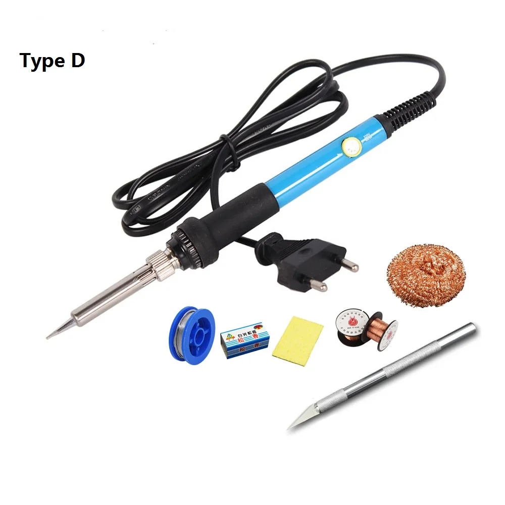 

60W Soldering Station Kit Adjustable Electric Soldering Irons Tip Desoldering Pump Solder Wire Stand Iron Tips Welding Repair
