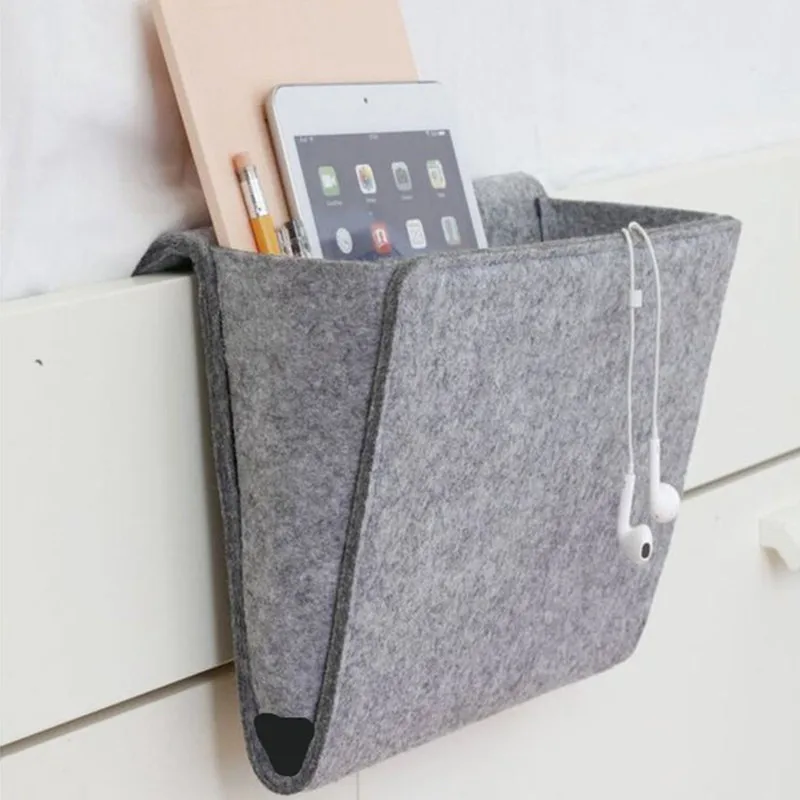 

Felt Multifunction Bedside sofa Hanging holder storage organizer box magazine smart phone remote controll storage bag Pockets