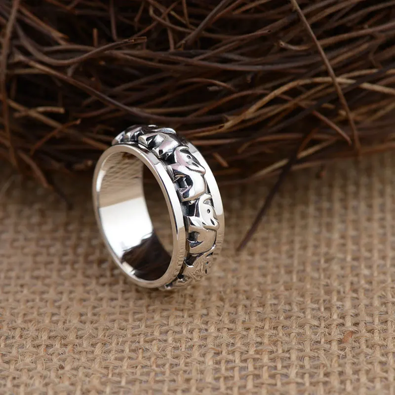 FNJ 925 пробы Серебряное Кольцо С Рисунком Слона S925 тайские серебряные кольца для женщин и мужчин ювелирные изделия anillos для мужчин