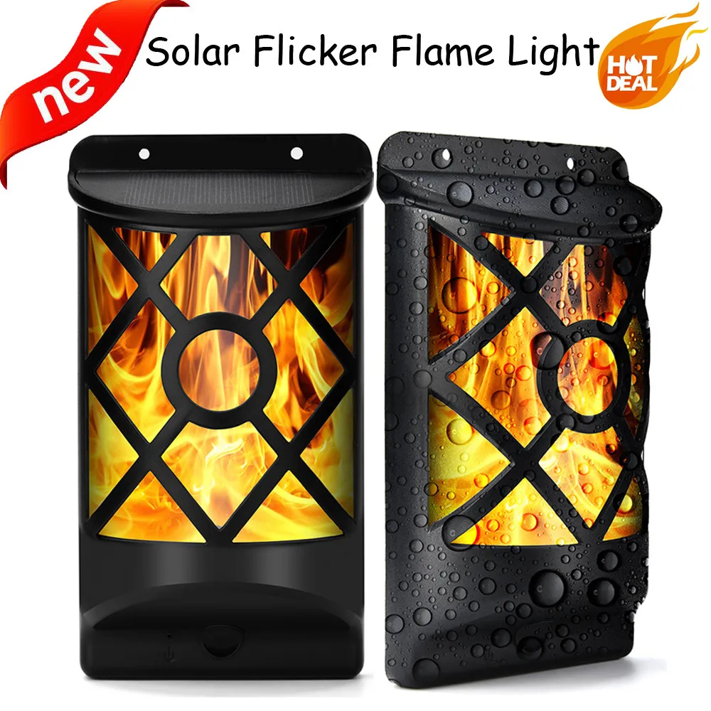 MUQGEW 0.9W Solar Flicker Flame Light Set Solar Lights Outdoor Lamp