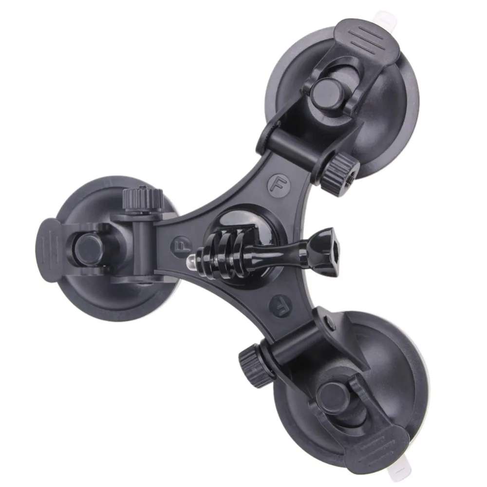 1/4" Car Windshield Screw Triple Vacuum Sucker Cup Tripod Mount Holder
