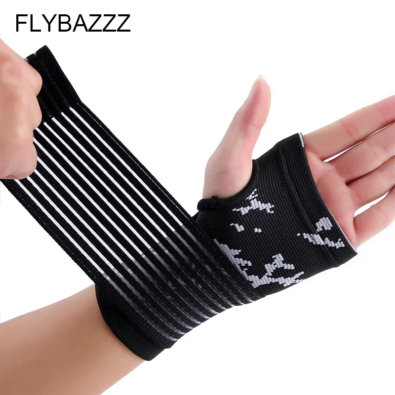 FLYBAZZZ 1PCS Sport Protective Glove Adjustable Bandage Wrist Support Brace Fitness Dumbbell Hand Brace Gym Accessories Palm Pad