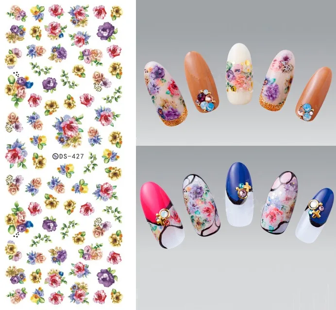Rocooart DS419-439, новинка, Летняя фантазия, цветы, переводная вода, наклейки для ногтей, Harajuku, наклейки для ногтей, наклейки для маникюра