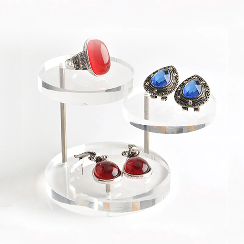 New Jewelry Organizer Jewelry Display Stand Clear 3 Tray Acrylic Earring Bracelet Necklace Display Stand Shelf KQS8