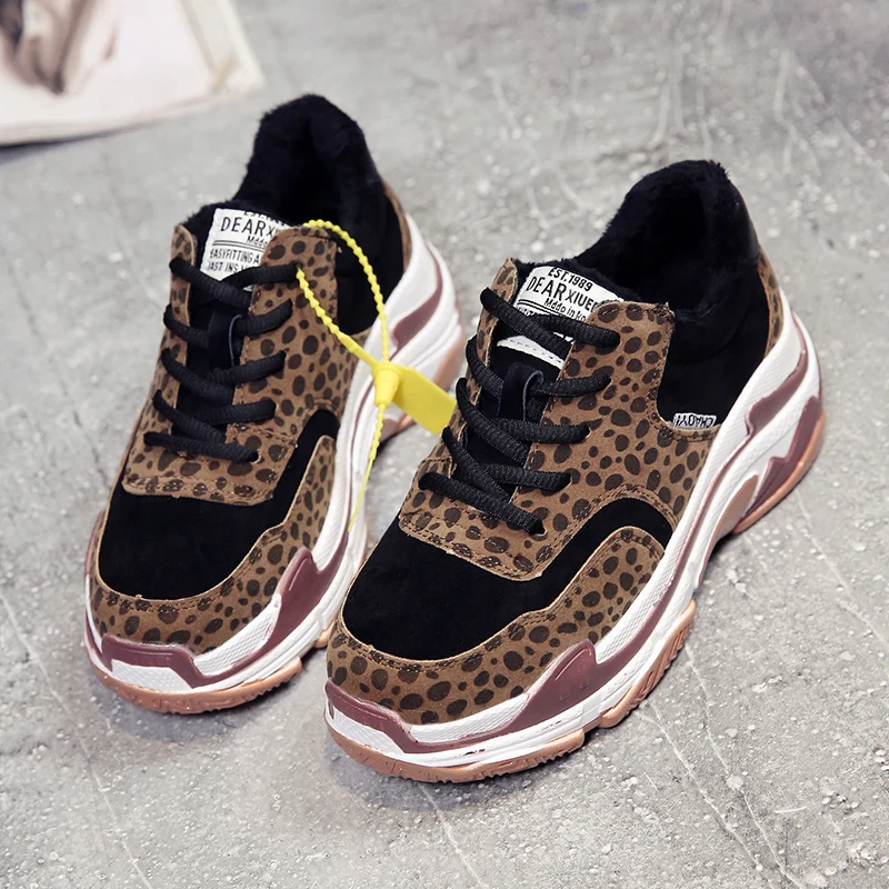 Léopard Plate Dentelle Chaudes black forme Aphixta Daim Haute Lady Cheville Khaki En brown Bottes Femmes Mode up Sneakers Hiver Chaussures Qualité qaYadf