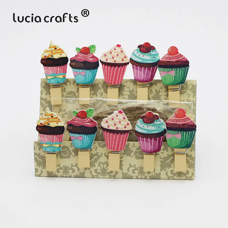 Lucia crafts 1 упаковка 3,5*2 см Мультфильм деревянный зажим пеньковая веревка фото бумага ремесло для альбома домашний декор DIY офисные принадлежности E1202