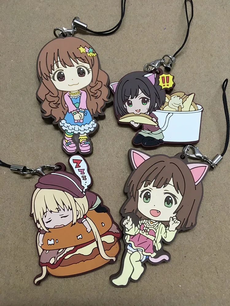 4 шт./лот Японские Аниме фигурки idolm ster Золушка еда кошка вид резиновые