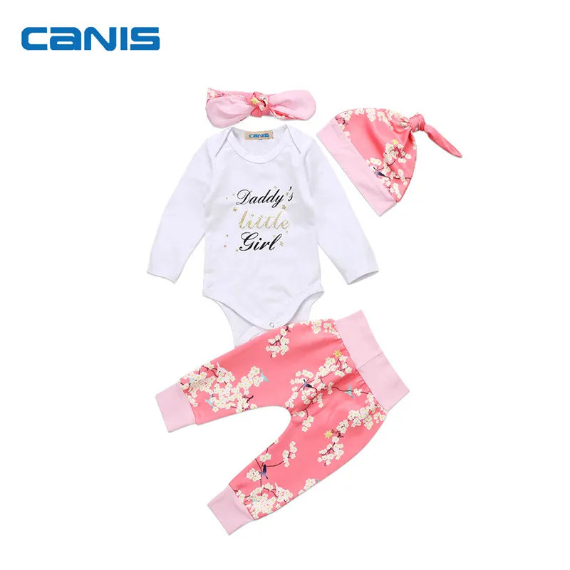 christmas baby girl clothes 4Pcs Newborn Kids Baby Girls Romper Pants Leggings Hat Outfits