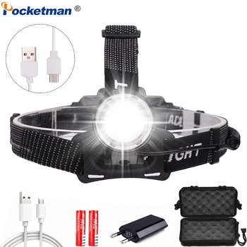 

XHP50 LED Headlight Powerful Super Bright V6 Headlight USB Rechargeable Headlamp Zoomable Headlight with 18650 Battery