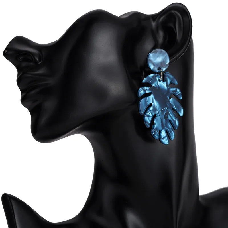 New Leaves Earrings For Women Fashion Personality Exaggerated Brown Acrylic Acetate Pendientes Drop Earrings Jewelry ET35 (3)