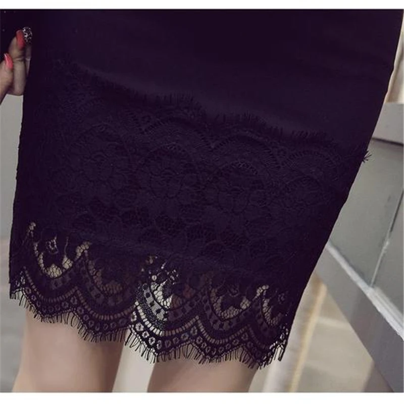 S-5XL размера плюс черная юбка-карандаш Женская Весенняя летняя кружевная Лоскутная облегающая юбка женская облегающая Сексуальная мини-юбка