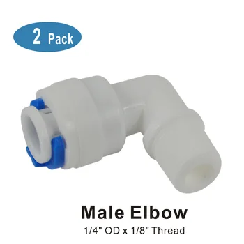 

1/8-Inch Male Elbow Adapter Quick Connect Fitting Parts for Water Filters/Reverse Osmosis RO System - Pack of 2